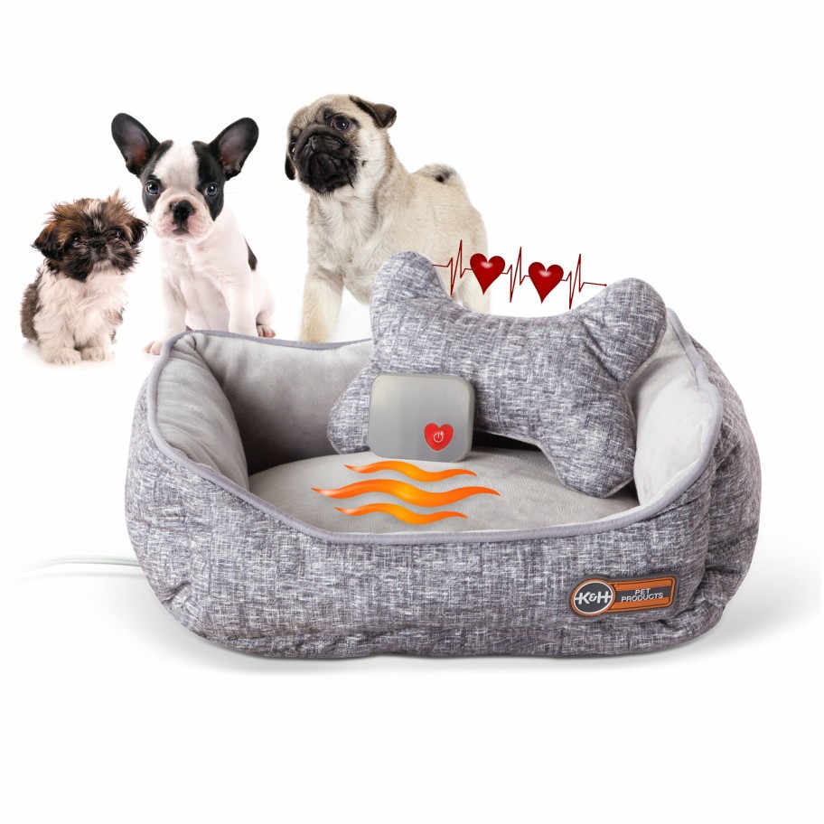 Dog * | Original K&H Mother'S Heartbeat Heated Puppy Pet Bed With Bone Pillow