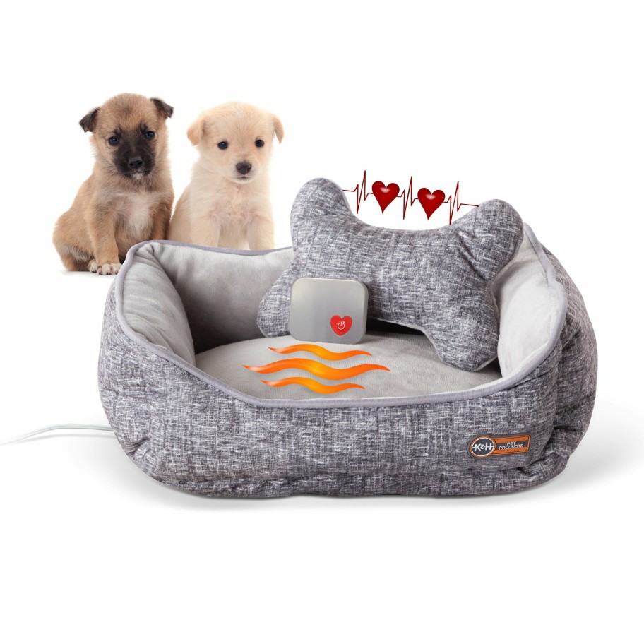 Dog * | Original K&H Mother'S Heartbeat Heated Puppy Pet Bed With Bone Pillow