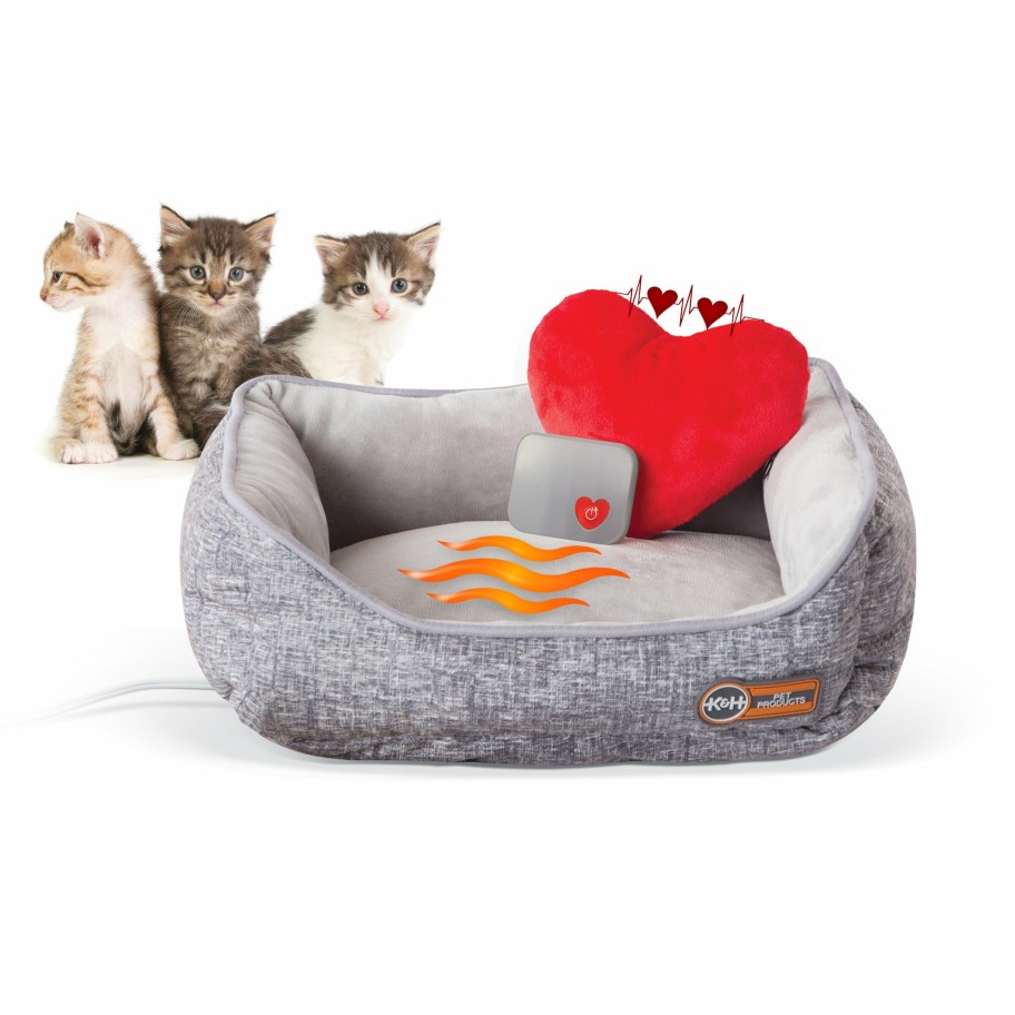 Cat * | Cheap K&H Mother'S Heartbeat Heated Kitty Pet Bed With Heart Pillow